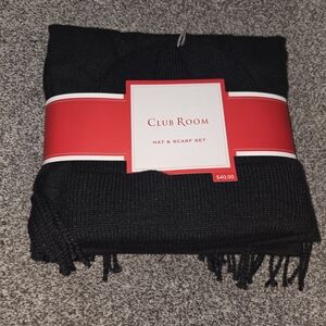 Club Room Black Hat & Scarf Set